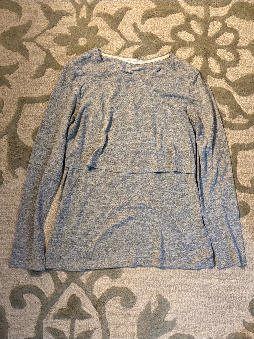 Light Gray Long-Sleeve Layered Nursing Top
